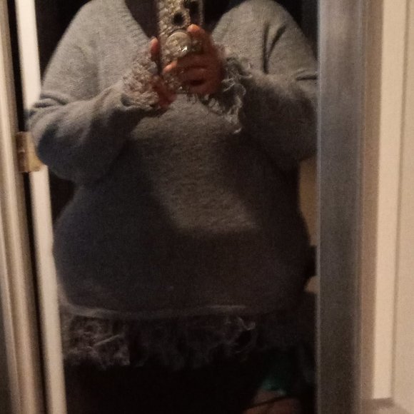 3X Knit Avenue Sweater Gray Blue With Fringes - Picture 4 of 7